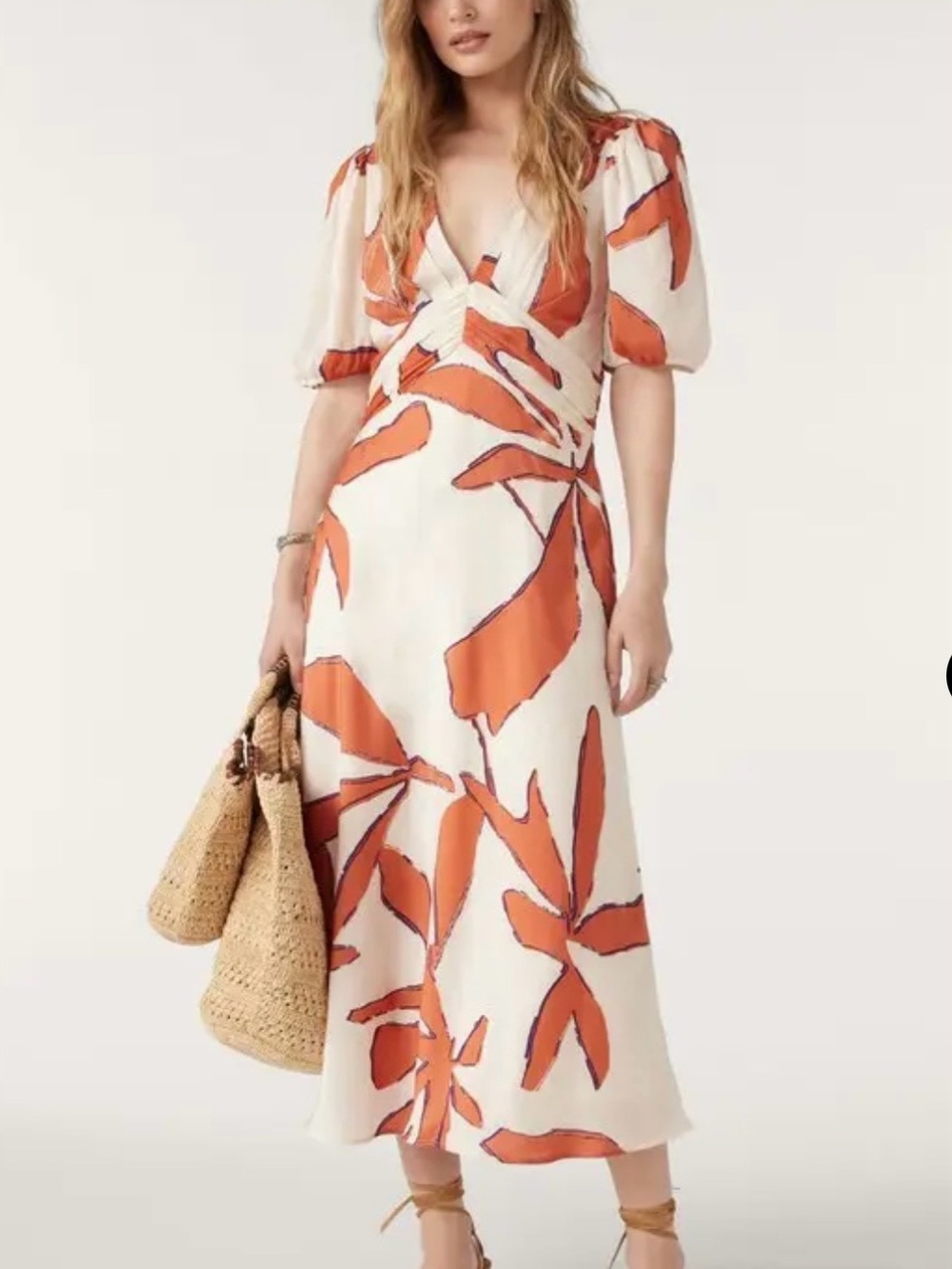 BA&sh Klap Floral Midi Dress